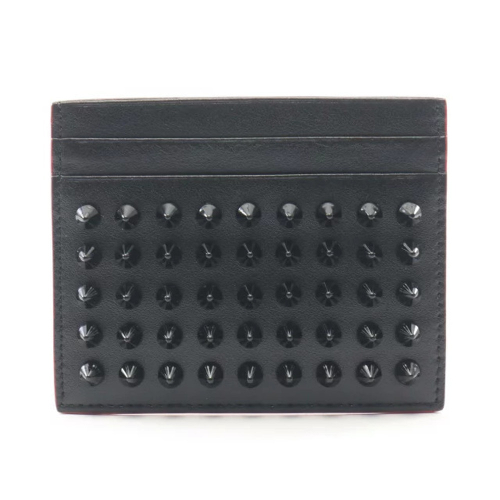 Christian Louboutin KIOS Spike Stud Card Case Wallet Leather Accessory Black